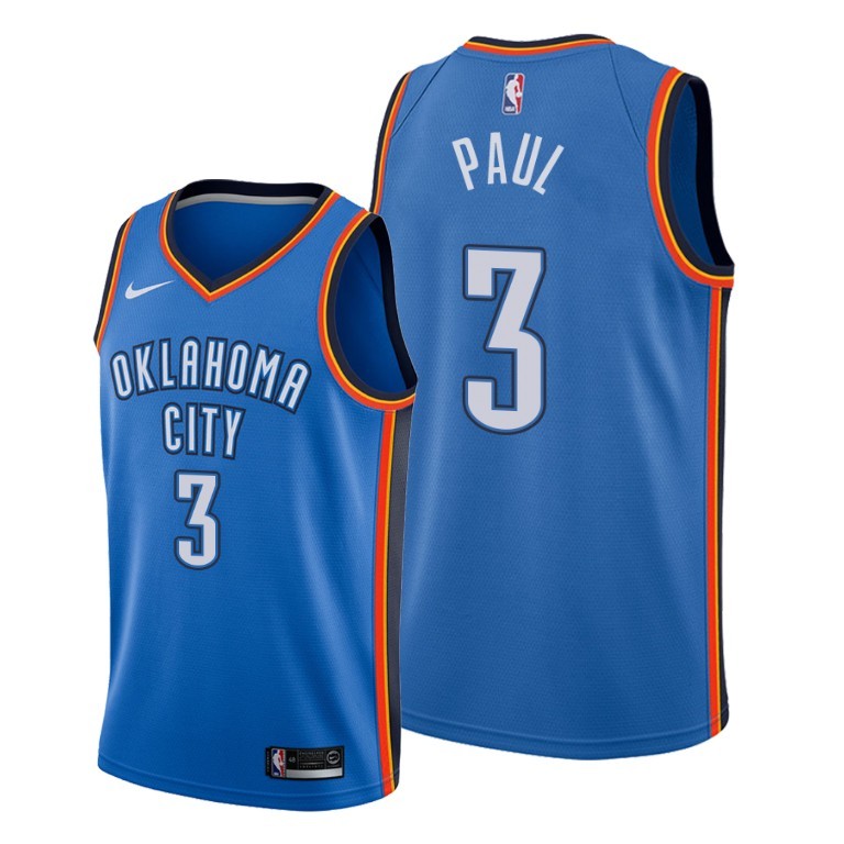 Men's Oklahoma City Thunder #3 Chris Paul Blue NBA Stitched Jersey